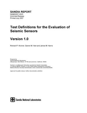 Test definitions for the evaluation of seismic sensors.