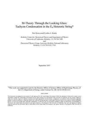 M-theory through the looking glass: Tachyon condensation in the E8 heterotic string