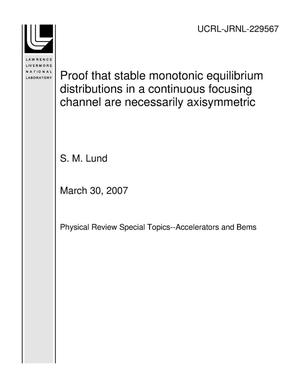 Proof that stable monotonic equilibrium distributions in a continuous focusing channel are necessarily axisymmetric