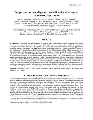 Design, Construction, Alignment, and Calibration of a Compact Velocimetry Experiment
