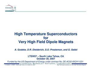 Materials for Very High Field Dipole Magnets