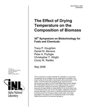 The effect of drying temperature on the composition of biomass