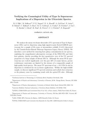 Verifying the Cosmological Utility of Type Ia Supernovae: Implications of a Dispersion in the Ultraviolet Spectra