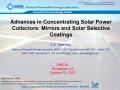 Article: Advances in Concentrating Solar Power Collectors: Mirrors and Solar S…
