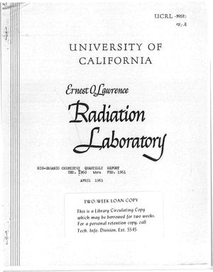 BIO-ORGANIC CHEMISTRY QUARTERLY REPORT DEC. 1960 THROUGH FEB.1961
