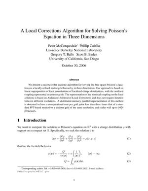 A Local Corrections Algorithm for Solving Poisson's Equation inThree Dimensions