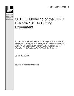 OEDGE Modeling of the DIII-D H-Mode 13CH4 Puffing Experiment