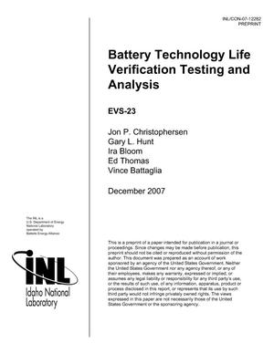 Battery Technology Life Verification Testing and Analysis