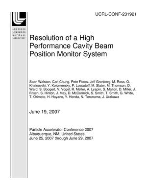 Resolution of a High Performance Cavity Beam Position Monitor System