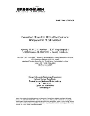 Evaluation of Neutron Cross Sections for a Complete Set of Nd Isotopes.
