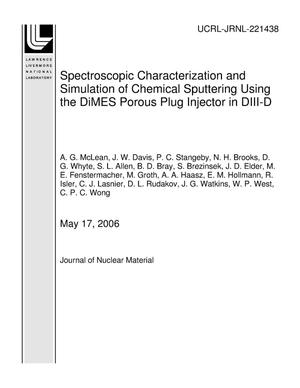 Spectroscopic Characterization and Simulation of Chemical Sputtering Using the DiMES Porous Plug Injector in DIII-D
