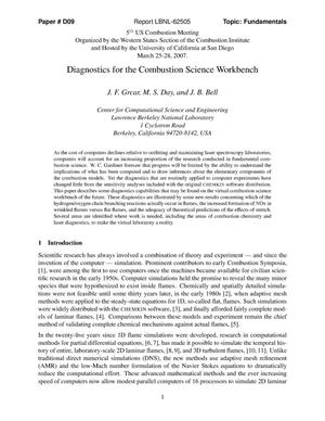 Diagnostics for the Combustion Science Workbench