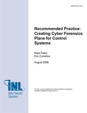 Recommended Practice: Creating Cyber Forensics Plans for Control Systems