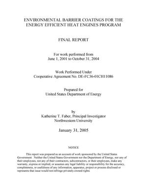 Environmental Barrier Coatings for the Energy Efficient Heat Engines Program