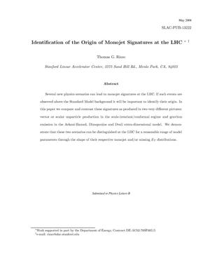 Identification of the Origin of Monojet Signatures at the LHC