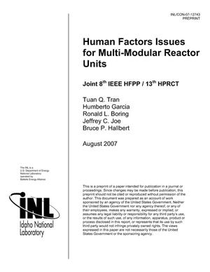 Human Factors Issues For Multi-Modular Reactor Units