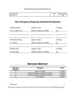 Emergency Response Guideline Development