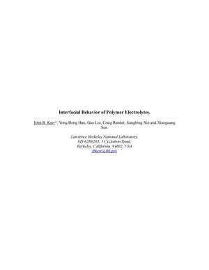 Primary view of object titled 'Interfacial behavior of polymer electrolytes'.