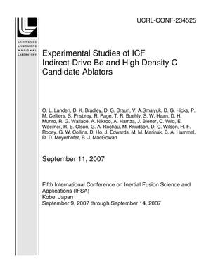 Experimental Studies of ICF Indirect-Drive Be and High Density C Candidate Ablators