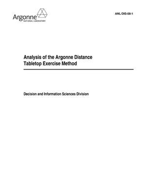 Analysis of the Argonne Distance Tabletop Exercise Method