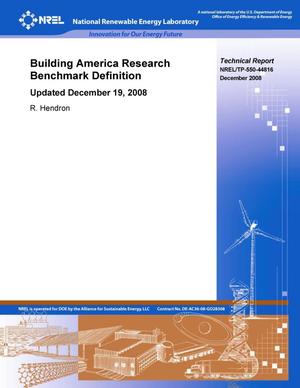 Building America Research Benchmark Definition: Updated December 19, 2008