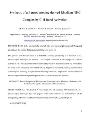 Synthesis of a Benzodiazepine-derived Rhodium NHC Complex by C-H Bond Activation