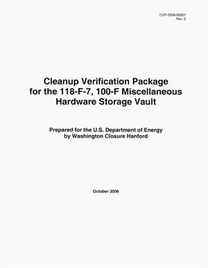 Cleanup Verification Package for the 118-F-7, 100-F Miscellaneous Hardware Storage Vault