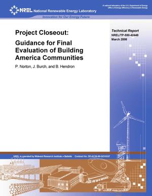 Project Closeout: Guidance for Final Evaluation of Building America Communities