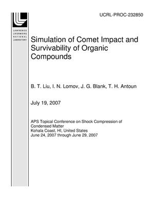 Simulation of Comet Impact and Survivability of Organic Compounds