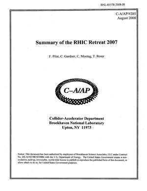 Summary of the RHIC Retreat 2007