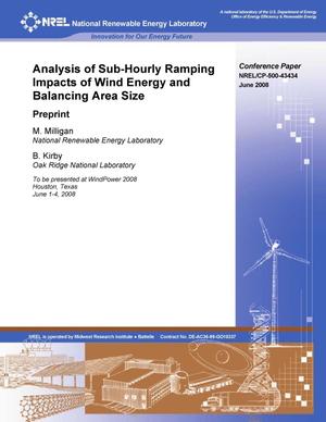 Analysis of Sub-Hourly Ramping Impacts of Wind Energy and Balancing Area Size: Preprint