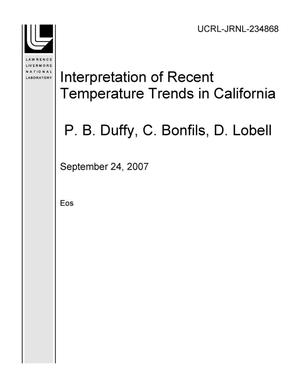 Interpretation of Recent Temperature Trends in California