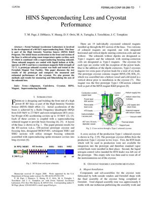 HINS Superconducting Lens and Cryostat Performance