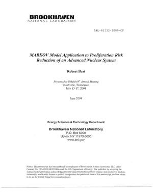 MARKOV Model Application to Proliferation Risk Reduction of an Advanced Nuclear System
