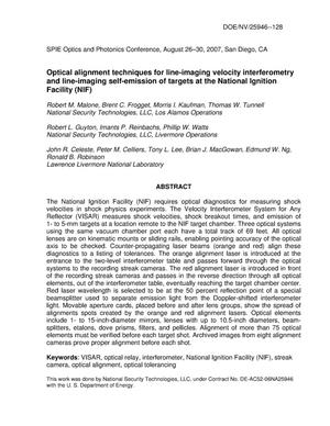 Optical alignment techniques for line-imaging velocity interferometry and line-imaging self-emulsion of targets at the National Ignition Facility (NIF)