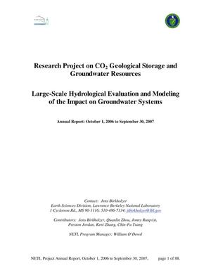 Research project on CO2 geological storage and groundwaterresources: Large-scale hydrological evaluation and modeling of impact ongroundwater systems