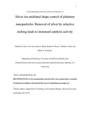 Silver ion mediated shape control of platinum nanoparticles: Removal of silver by selective etching leads to increased catalytic activity