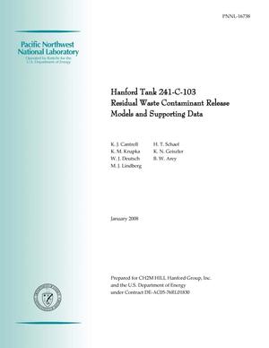 Hanford Tank 241-C-103 Residual Waste Contaminant Release Models and Supporting Data