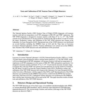 Tests and Calibration of the NIF Neutron Time of Flight Detectors