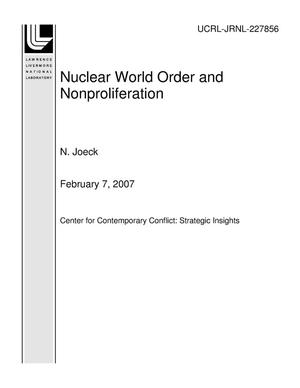 Primary view of object titled 'Nuclear World Order and Nonproliferation'.