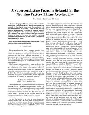 A superconducting focusing solenoid for the neutrino factorylinear accelerator