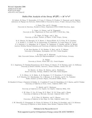 Dalitz Plot Analysis of the Decay B0(B0bar) to K^+/- pi^-/+ pi0
