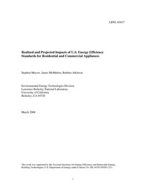 Realized and Projected Impacts of U.S. Energy Efficiency Standards for Residential and Commercial Appliances