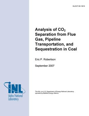 Analysis of CO2 Separation from Flue Gas, Pipeline Transportation, and Sequestration in Coal