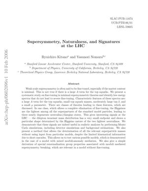 Supersymmetry, Naturalness, and Signatures at the LHC