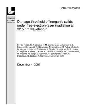 Damage threshold of inorganic solids under free-electron-laser irradiation at 32.5 nm wavelength