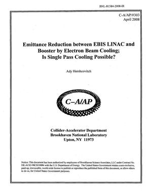 Emittance Reduction between EBIS LINAC and Booster by Electron Beam Cooling; Is Single Pass Cooling Possible?