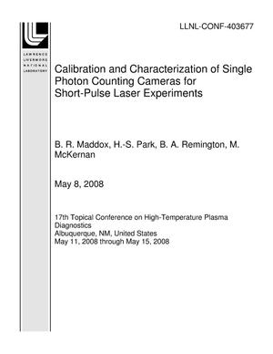 Calibration and Characterization of Single Photon Counting Cameras for Short-Pulse Laser Experiments