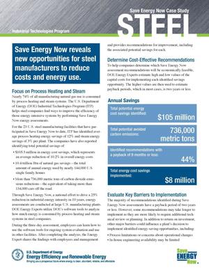 Save Energy Now Reveals New Opportunities for Steel Manufacturers to Reduce Costs and Energy Use