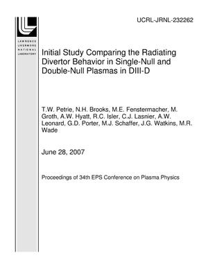 Initial Study Comparing the Radiating Divertor Behavior in Single-Null and Double-Null Plasmas in DIII-D